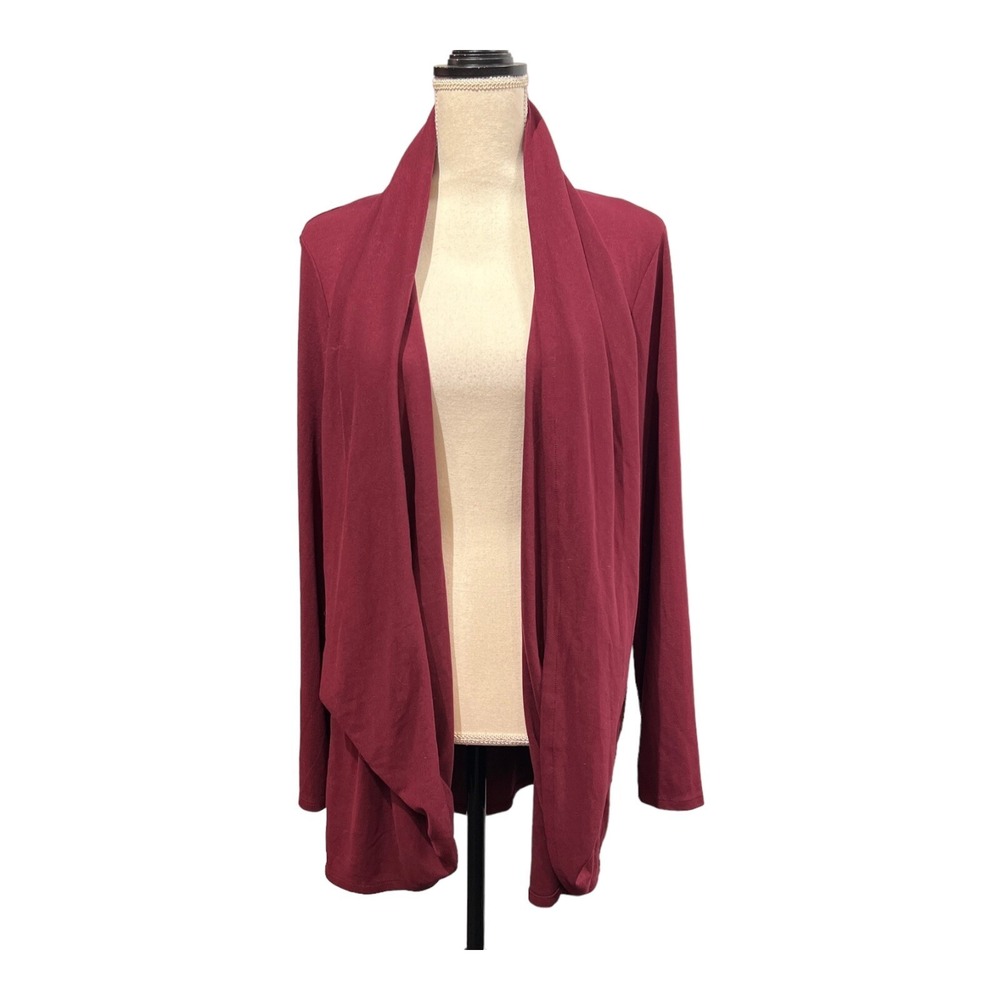 Pure Jill Bordeaux Cardigan Multi Way Wrap Maroon Womens XL Lounge Comfort Layer